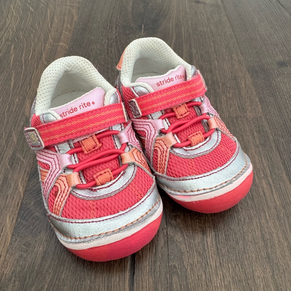 Stride Rite Pink and Silver Sneakers with Low-Top Design